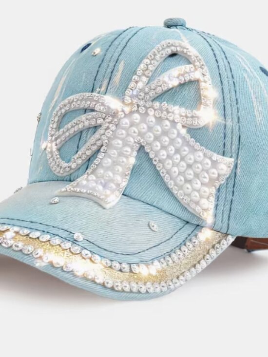 Boutique Accessories - NWT Distressed Rhinestone Jeweled Denim Cap